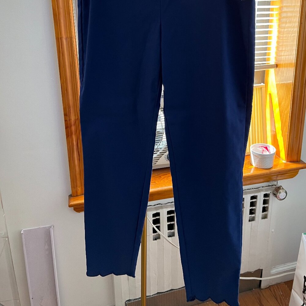 Royal Blue Scallop Hem Work Pants